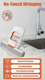 Self-Squeeze Mini Mop & Crevice Brush Set, Cleaning Tool - Image 2