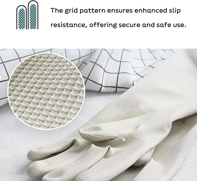 Myungjin 2 Pairs Reusable Waterproof Non-Slip Honeycomb Grip Latex Rubber Gloves - Image 6