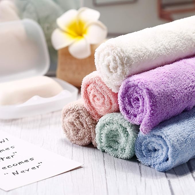 Syhood 12 Pieces Face Wash Cloth 12 x 12 in Makeup Remover Cloths Towel Coral - Image 2