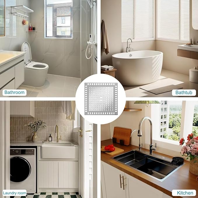 Drain Hair Catcher, Drain Strainer, Stainless Steel and Silicone - Image 7