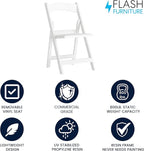 Flash Furniture Hercules™ Series Folding Chair - White Resin - 1000LB Weight Capacity Comfortable Event Chair - Light Weight Folding Chair - Image 3