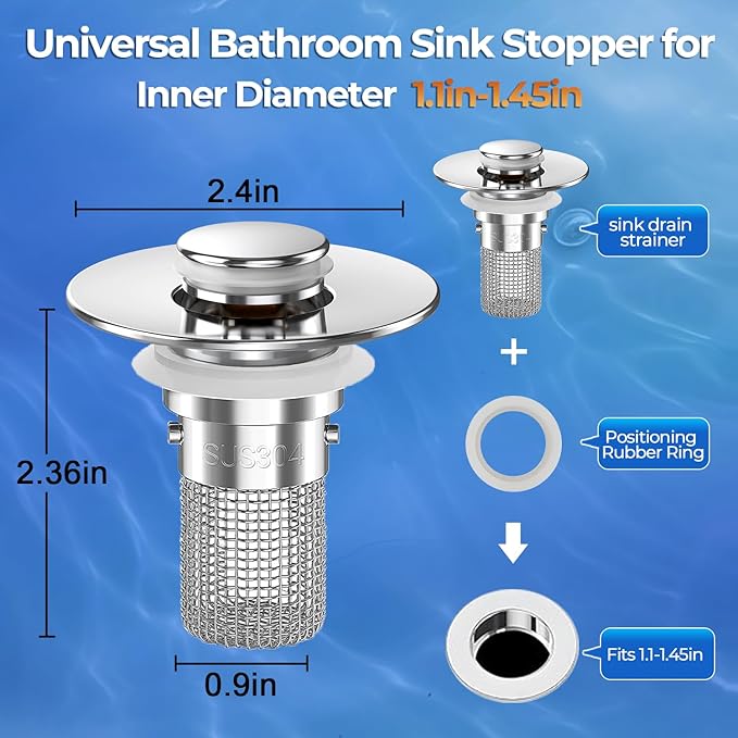 Sink Stopper Hair Catcher, Pop-up Sink Drain Strainer - Image 2