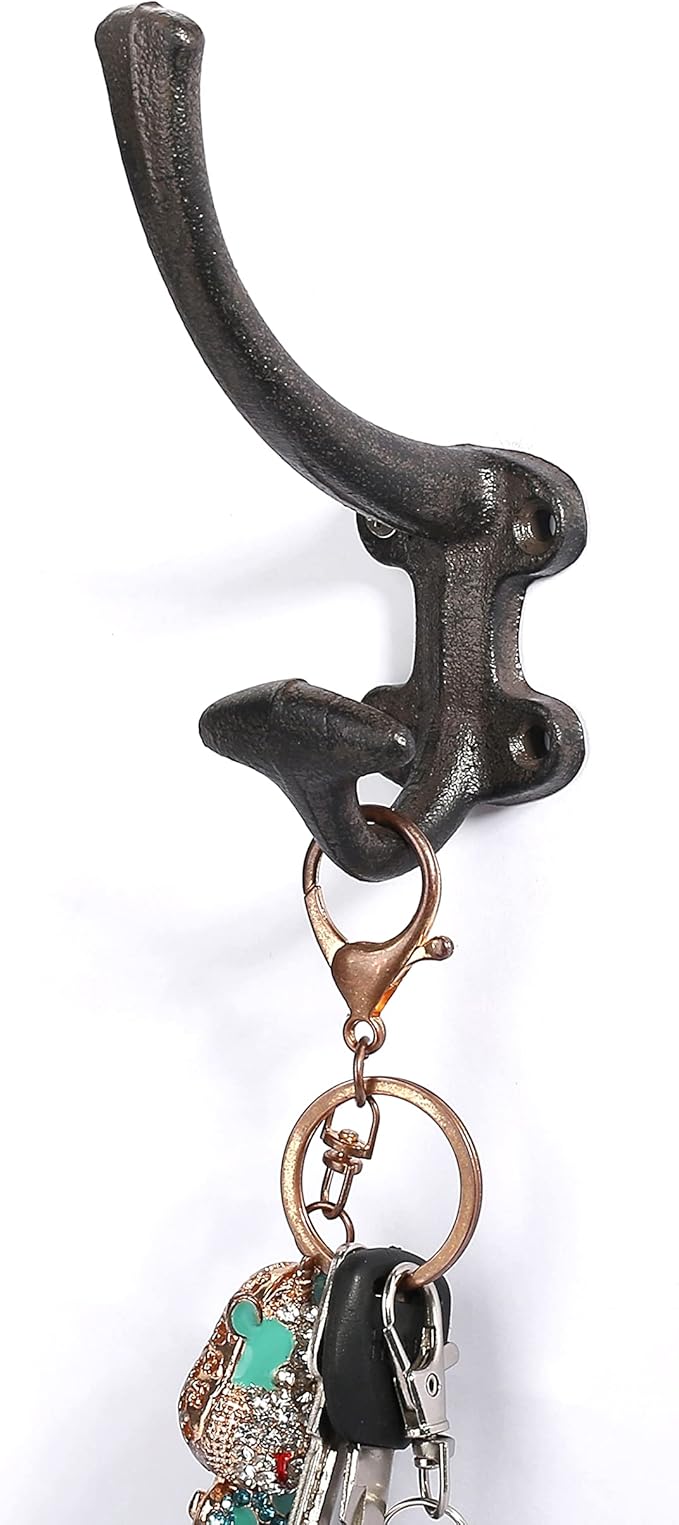 Ambipolar 5-Pack Decorative Cast Iron Heavy Duty Double Wall Hooks, Vintage - Image 4