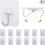 12 PCS Self Adhesive Hooks for Hanging - 33lb Max by AMAZOPEN