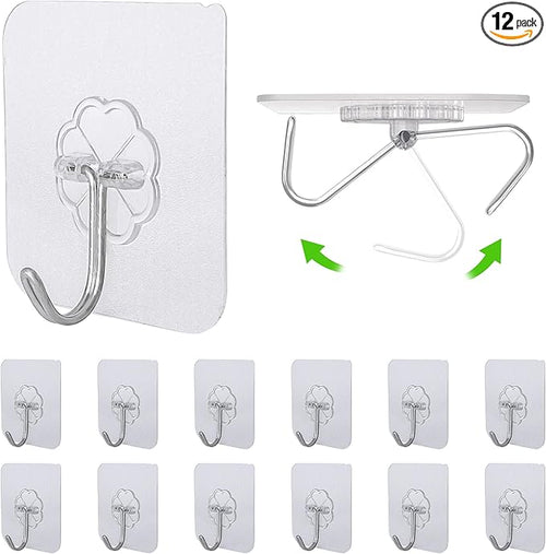 12 PCS Self Adhesive Hooks for Hanging - 33lb Max by AMAZOPEN