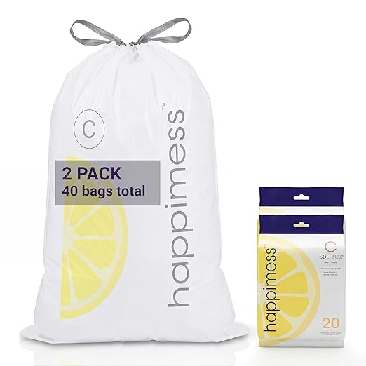 happimess 13.2 Gallon Drawstring Trash Bags, Lemon Scent, Heavy Duty MDPE Liners by Happimess
