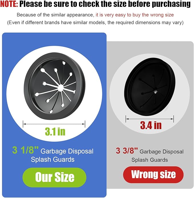 2 Pcs Garbage Disposal Splash Guard, 3 1/8" Sink Rubber Guard - Image 2