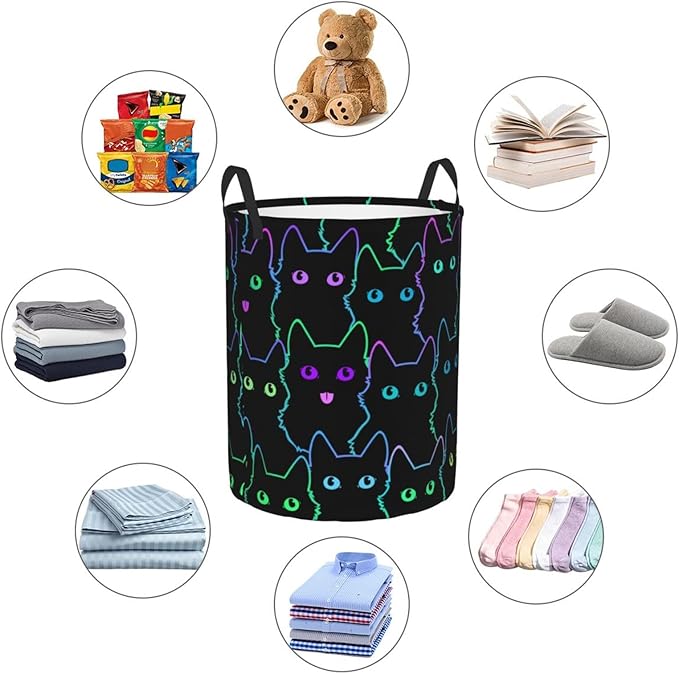 Funny Black Cats Laundry Hamper Bag - Image 5