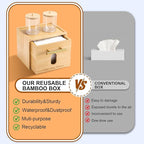 Disposable Face Towel Holder Bamboo Storage Box - Image 5