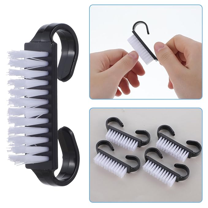 20 PCS Handle Grip Nail Brush Cleaner Black Nail Cleaning Brush Nylon - Image 3