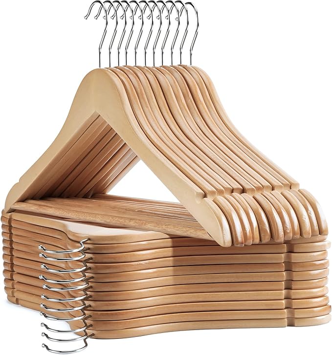 Wooden Hangers 20 Pack Slim Coat Hangers by Uinicor