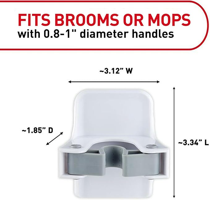 Command Broom and Mop Grippers, 2 Hangers and 4 Strips, Damage-Free Hanging - Image 2