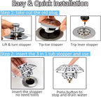 Universal Tub Stopper Bathtub Drain Plug, Pop Up Tub Drain Hair Catcher - Image 3