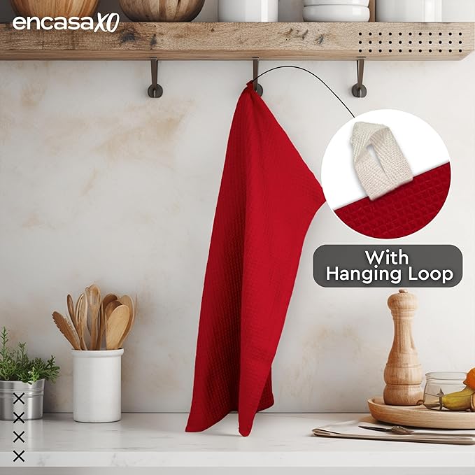Encasa XO Kitchen Dish Towels Set | Multicolor | Waffle Weave and Flat Hand Tea - Image 5