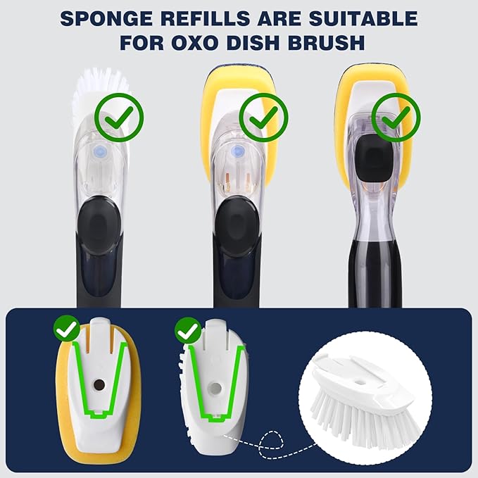 Sponge Brush Refills for OXO Dish Brush, 6 Pack Soap Dispensing Dish Refills - Image 2