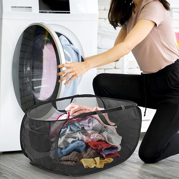 4 Pack Pop-Up Mesh Laundry Basket, Open Collapsible Laundry Baskets - Image 6