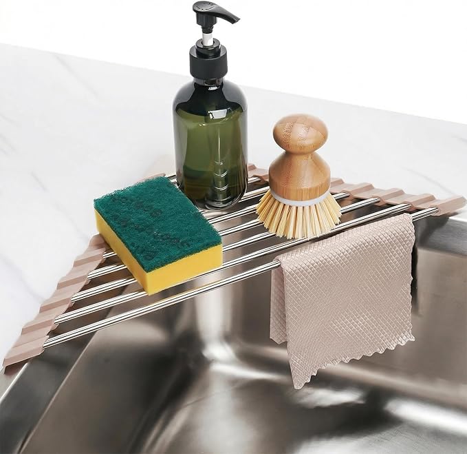 Tomorotec Foldable Stainless Steel Triangle Roll-Up Dish Drying Rack by Tomorotec