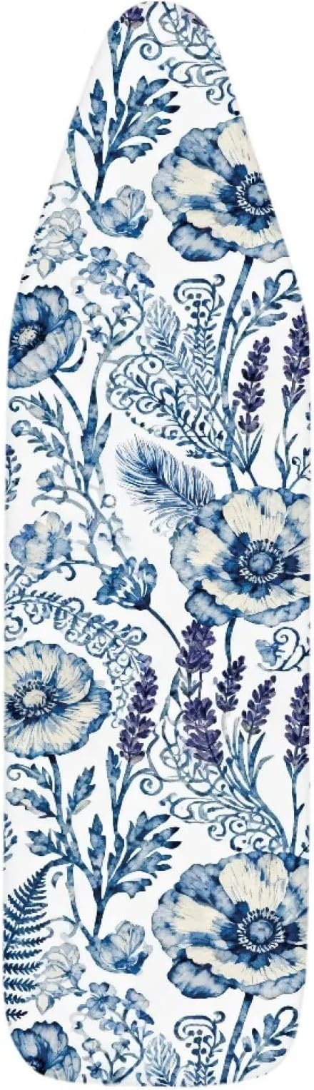 Blue Floral Print Ironing Board Cover Heavy Duty Thick Padding Iron Board - Image 7