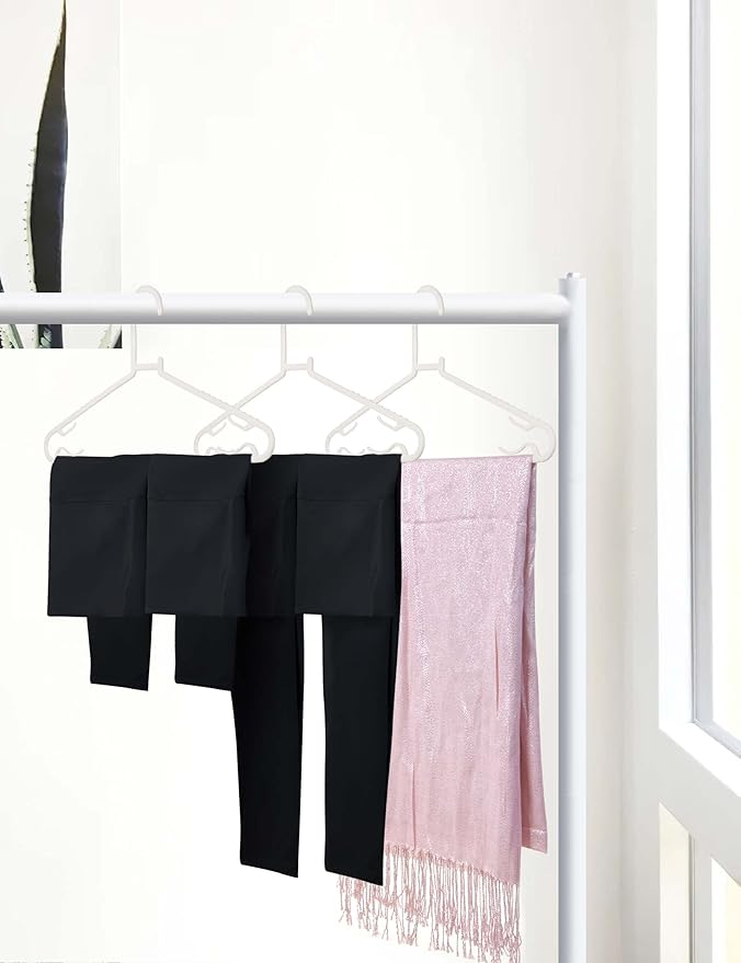 Plastic White Hangers 50 Pack, Light Weight Durable Clothes Hangers G-Shape - Image 8