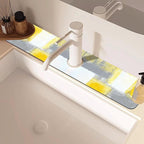 Grey and Yellow Abstract Kitchen Sink Splash Guard Mat Absorbent Fast Drying - Image 2