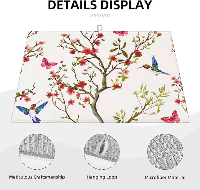 Hummingbird Butterfly Dish Drying Mat 18x24 - Image 3