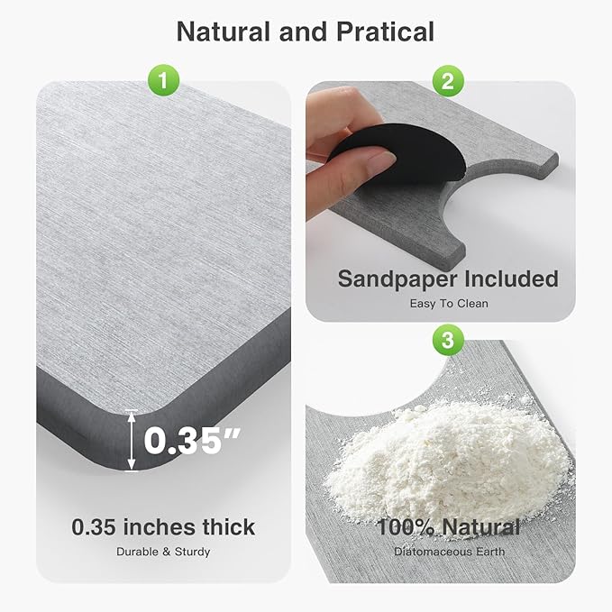 20" x 4" Stone Faucet Mat for Kitchen Sink, Quick Drying Diatomite Sink Tray - Image 4