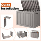 Outdoor Storage Box, Resin Deck Boxes Indoor and outdoor, Waterproof Storage Box Lockable Lid (Grey, 50 Gallon) - Image 7