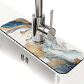 Kitchen Sink Splash Guard，Natural blue and gold marble Faucet Mat Sink by ZHUZHISHAN