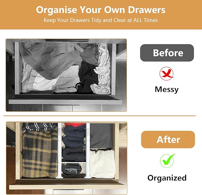 KABUM Upgrade Adjustable Drawer Divider Organizer Clothes Dresser Organizer - Image 6