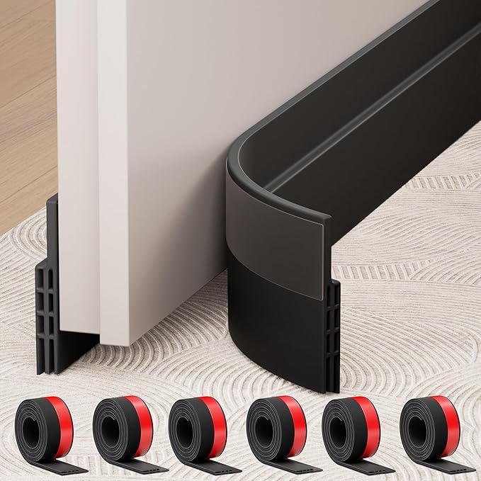 Hojoy 6 Pack Under Door Draft Stopper, Adjustable Door Sweep Anti-Collision by HOJOY