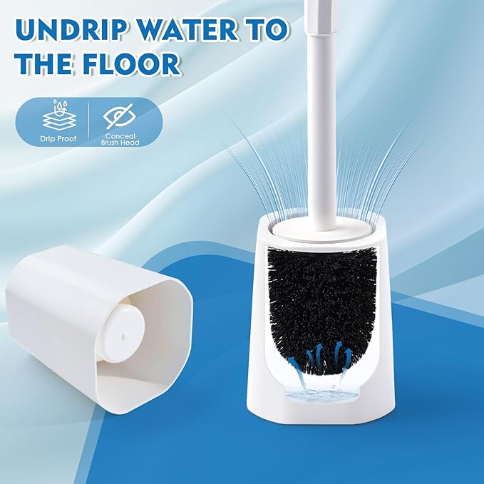 2 Pack Toilet Brush for Bathroom, Toilet Brush and Holder Set, Toilet Bowl Brush - Image 4