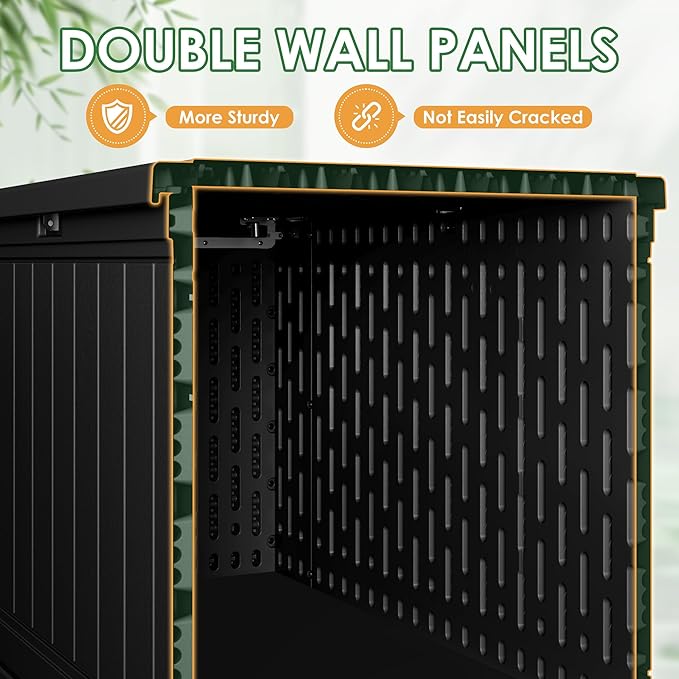 Devoko 160 Gallon Double-Wall Deck Box with Divider, Side Handles, HDPE Outdoor Large Storage Box Waterproof and Lockable for Patio Furniture, Garden, Pool (Black, 160 Gallon) - Image 4