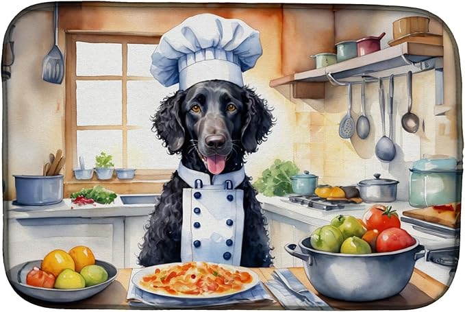 Caroline's Treasures DAC6237DDM Curly-Coated Retriever The Chef Dish Drying Mat by CarolinesTreasures