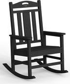 Ciokea Oversized Outdoor Rocking Chair, 380lbs Heavy-Duty Large Patio Rocker, Weather Resistant & Anti-Fade Porch Chair, High Back Cozy Rocking Chair for Outside, Fire Pit, Deck, Garden, Black by CIOKEA