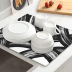 Black and White Abstract Curved Dish Drying Mats, Absorbent Microfiber Modern - Image 3