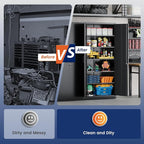 Yizosh Metal Garage Storage Cabinet with 2 Doors and 5 Adjustable Shelves - 71" Steel Lockable File Cabinet,Locking Tool Cabinets for Office,Home,Garage,Gym,School (Black) - Image 9