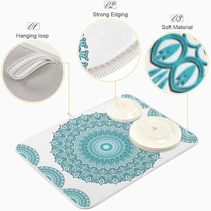 Super Absorbent Dish Drying Mat, Microfiber Fast-Drying Dish Mat, Kitchen Dish - Image 4