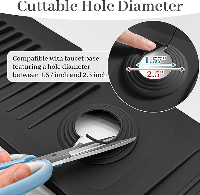 PoYang 14.6 Inch Faucet Mat for Kitchen Sink Splash Guard Behind Faucet - Image 4