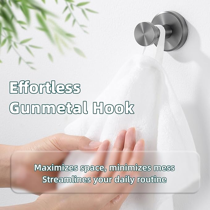 APLusee Gunmetal Gray Single Robe Hook, 304 Stainless Steel Heavy Duty Towel - Image 4