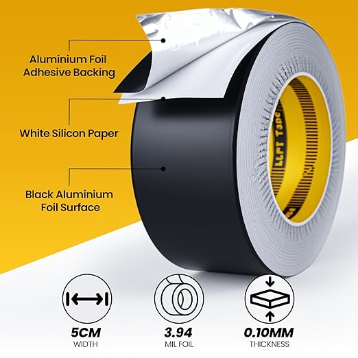 LLPT Aluminum Black Foil Tape 2 Inches x 55 Yards 3.94 Mil Heavy Duty Adhesive - Image 3