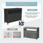 HIPS All-Weather Outdoor Storage Cabinet,Outdoor Sideboard with Magnetic Doors,3-Shelves Patio Storage Cabinet, Used for Garden,Buffet Cabinet,TV Stand, Bar Table,Balcony - Image 6