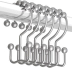 Titanker Shower Curtain Hooks Rings, Rust-Resistant Metal Double Glide Shower by Titanker