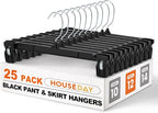 HOUSE DAY Black Pants Hangers, 25 Pack Skirt Hangers by HOUSEDAY