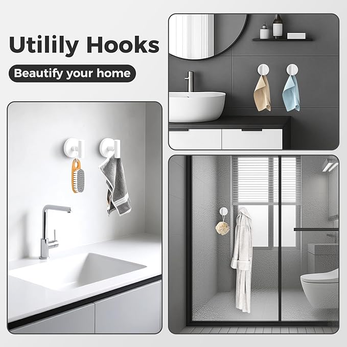 Shower Hooks for Inside Shower, No-Drill Removable&Reusable Towel Hooks for - Image 5