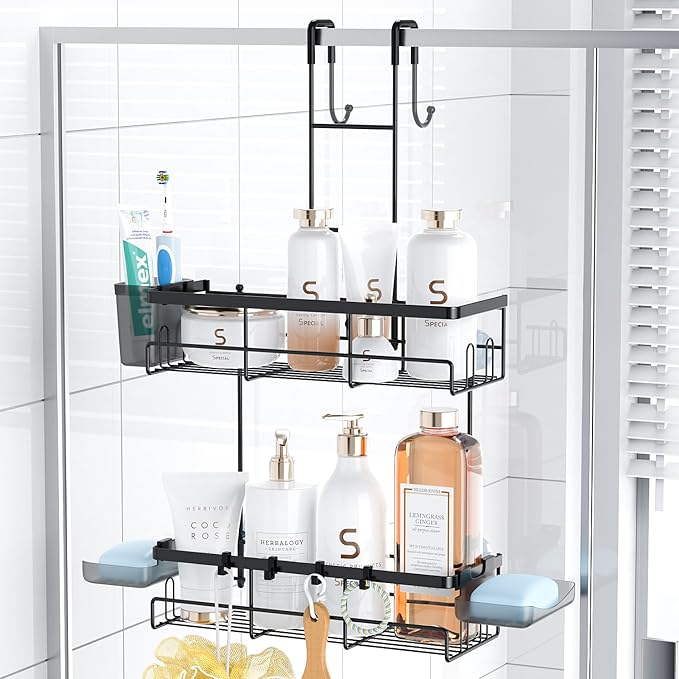 Over the Door Shower Caddy Hanging: Black Rustproof Shower Organizer over the by Aitatty