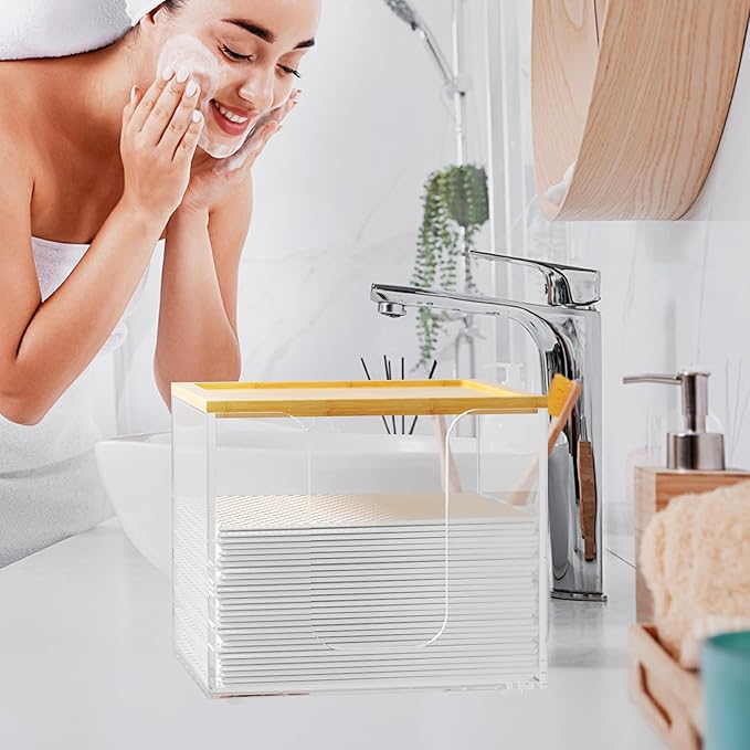 VITVITI Disposable Face Towel Holder Box, Acrylic Facial Towel Container - Image 5