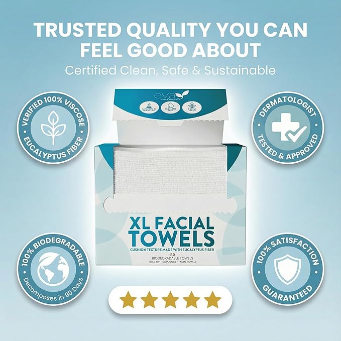 Disposable Face Towels XL 10x12-100% Viscose Eucalyptus Biodegradable Clean - Image 9