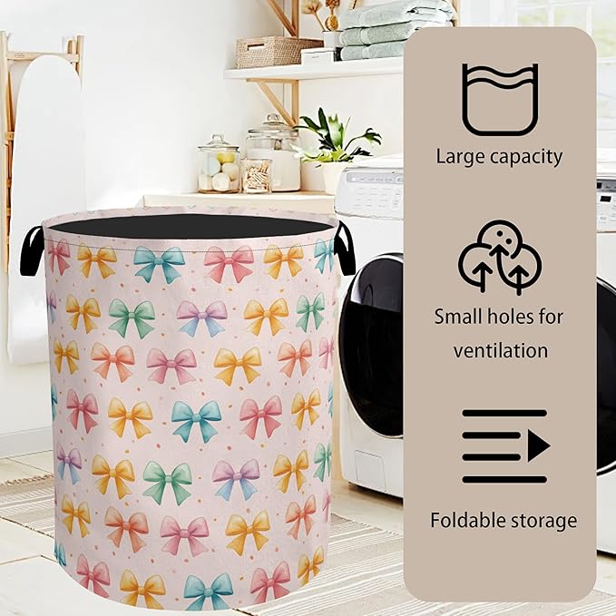 Colorful Bow Foldable Laundry Hamper - Image 7