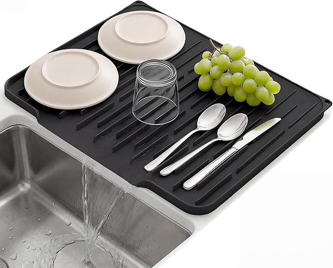 Silicone Dish Drying Mat for Kitchen Counter, Foldable & Heat Resistant Drying by TCULOSD