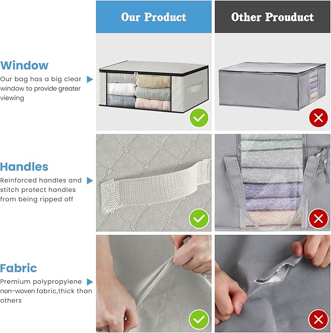 HomeHacks Storage 4-Pack Clothes Organizer Storage Bags Foldable Storage Box - Image 5
